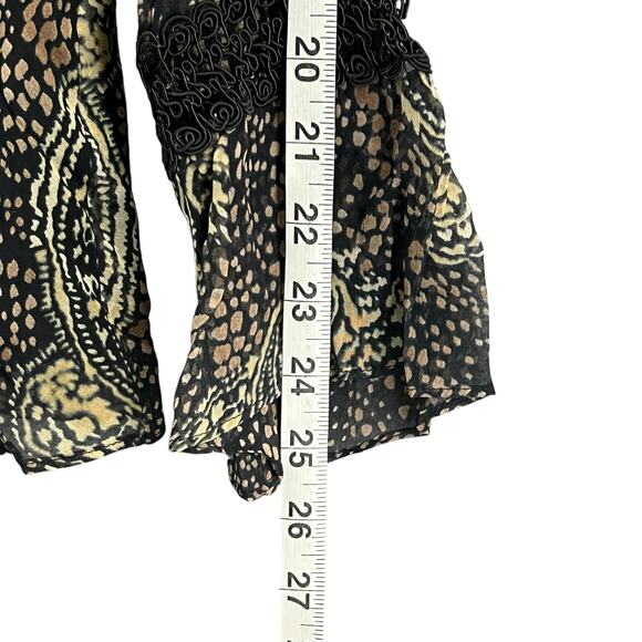 ICE Y2K Babydoll Top Womens L Black Silk Abstract Paisley Lined Boho Whimsygoth - Picture 13 of 16